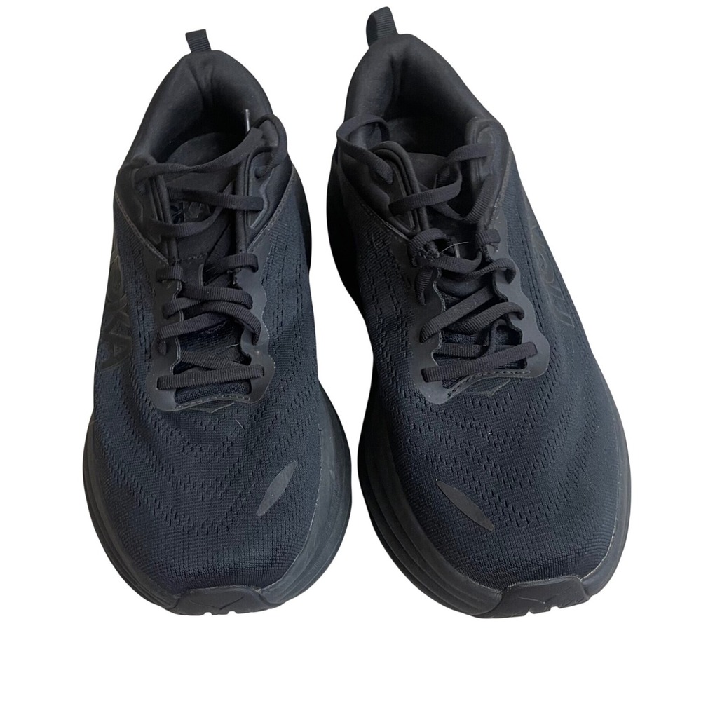 Hoka one one Bondi 8 Wide Mens 10.5 2E Triple Black Running Shoes athletic  euc - Picture 2 of 10